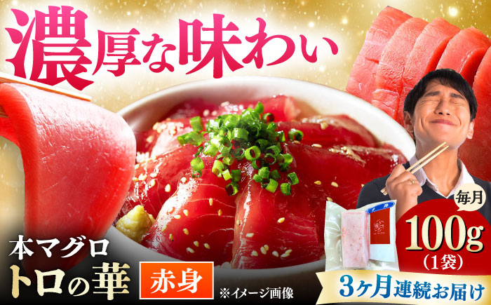 【全3回定期便】対馬産 本マグロ 赤身100g ≪対馬市≫【桐谷商店】 トロの華 対馬 新鮮 マグロ 赤身 鮪 刺身 [WAQ108]
