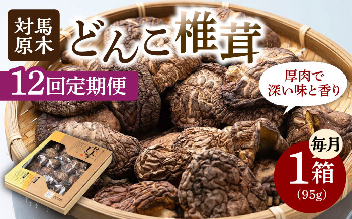 【全12回定期便】対馬 原木 どんこ椎茸 95g《対馬市》【うえはら株式会社】 対馬産 肉厚 しいたけ 乾燥 きのこ 贈り物 [WAI041]