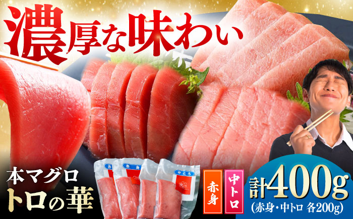 対馬産 本マグロ 400g（赤身200g、中トロ200g） ≪対馬市≫【桐谷商店】 トロの華 対馬 新鮮 マグロ 赤身 トロ 鮪 刺身 [WAQ063]