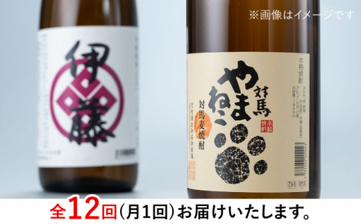 【全12回定期便】本格焼酎 飲み比べ 一升瓶 2本 セット 芋焼酎 / 麦米焼酎  《対馬市》【白嶽酒造株式会社】 酒 お酒 地酒 [WAN032]