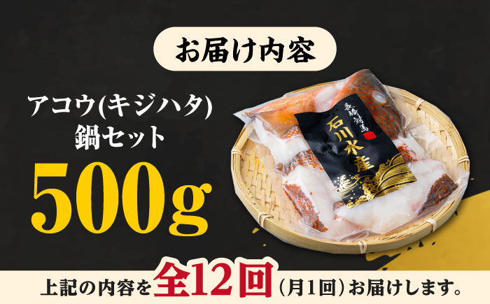 【全12回定期便】【 対馬産 】 アコウ ( キジハタ ) 鍋 セット 500g 《対馬市》【石川水産】 水炊き 高級 鮮度抜群 海鮮 [WAB017]