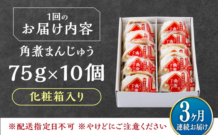 【全3回定期便】【化粧箱】長崎角煮まんじゅう 10個 《対馬市》【岩崎本舗】冷凍 角煮 角煮まん 個包装 豚まん [WBC068]