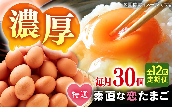 【全12回定期便】特選 素直な恋たまご 30個 《壱岐市》【しまのたまご屋さん】  卵 たまご 鶏卵 玉子 ギフト 国産 卵かけご飯 たまごかけご飯 のし 定期便 [JAP021]