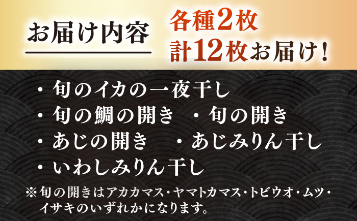 旬の干し物6種類（2人用）セット《壱岐市》【馬渡水産】あじ アジ 鯵 いわし イワシ 鰯 いか イカ 烏賊 たい タイ 鯛 干物 ひもの 干物セット 冷凍配送 [JAQ028]