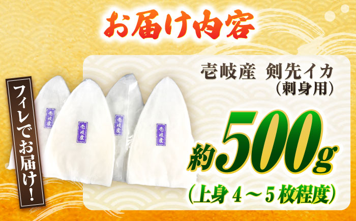 【冷凍】剣先イカ 刺身用 500g 剣先烏賊 《壱岐市》【一支國屋】[JCC024] 海鮮 烏賊 イカ いか 刺身 刺し身 お刺身 剣先イカ 冷凍配送
