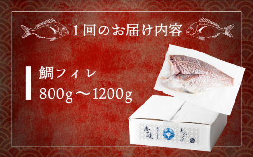 【全3回定期便】鯛フィレ 約800〜1200g（1尾・2kg台）《壱岐市》【なかはら】 [JDT033] タイ 鯛 フィレ 柵 刺身 刺身ブロック 刺し身 切身 冷凍 海鮮 海鮮丼 定期便 81000 81000円 冷凍配送