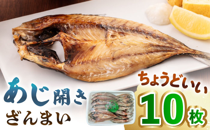 あじ開きざんまい 約100g×10枚《壱岐市》【馬渡水産】 アジ あじの開き アジの開き ひもの 干物 朝食 冷凍配送 [JAQ034]