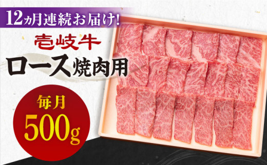 [全12回定期便][A4〜A5ランク]壱岐牛 ロース 500g(焼肉)[JBO076] 肉 牛肉 ロース 焼肉 焼き肉 赤身 定期便 BBQ 400000 400000円 40万円