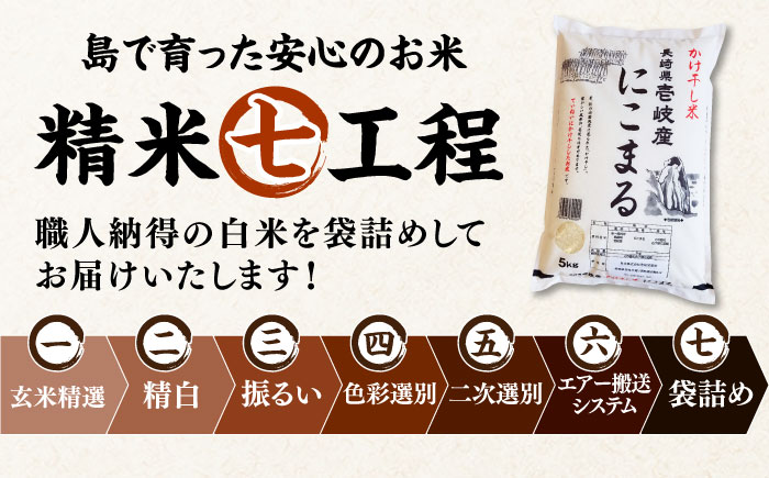 【全3回定期便 】【R6年度産】天日自然乾燥米 にこまる 5kg《壱岐市》【長米壱岐営業所】[JCZ010] 米 お米 白米 精米 ご飯 ごはん 5キロ 15kg 15キロ かけ干し 自然乾燥 特A   30000 30000円 3万円