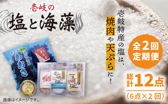 【全2回定期便】壱岐の塩と海藻セット《壱岐市》【下久土産品店】一支國の塩 桜塩 わかめ ゆずしお あおさ [JBZ067]