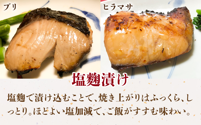 【全2回定期便】西京漬け・塩麹漬けセット《壱岐市》【小西鮮魚店】サワラ タイ ブリ ヒラマサ 魚 [JCW009]