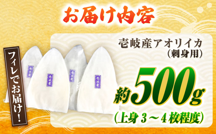 【冷凍】アオリイカ 刺身用 500g　水烏賊 《壱岐市》 【一支國屋】海鮮 烏賊 イカ いか 刺身 刺し身 お刺身 アオリイカ 冷凍配送 [JCC023]