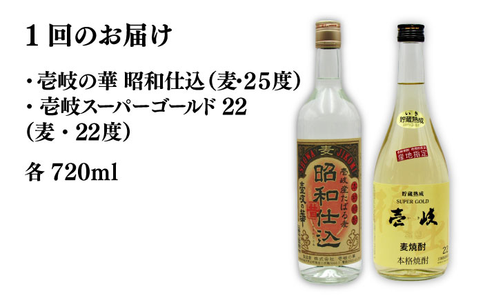 【全2回定期便】壱岐スーパーゴールド22度と昭和仕込み《壱岐市》【天下御免】焼酎 壱岐焼酎 麦焼酎 酒 アルコール [JDB371]