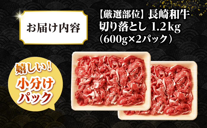 【訳あり】【A4~A5ランク】長崎和牛 切り落とし 1.2kg(600g×2パック）《壱岐市》【株式会社MEAT PLUS】 肉 牛肉 黒毛和牛 焼き肉 ご褒美 冷凍配送 訳あり A5 黒毛和牛 ギフト [JGH003]