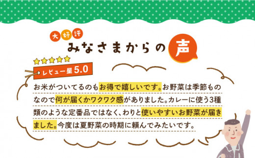 【全3回定期便】壱岐産米つや姫1.8kg・ 旬の野菜5品 《壱岐市》【壱岐市農業協同組合】 [JBO050] 野菜 やさい セット 米 お米 ご飯 お弁当 詰め合わせ 旬 新鮮 鮮度 夏野菜 定期便 33000 33000円