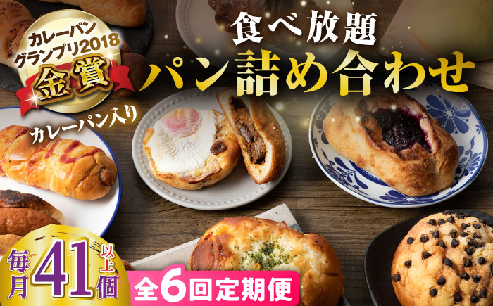 【全6回定期便】壱岐島満喫食べ放題 パック 41個 セット カレー パン ハード ステーキ 朝食 高級 詰め合わせ 《壱岐市》【パンプラス】[JEU015] 300000 300000円 