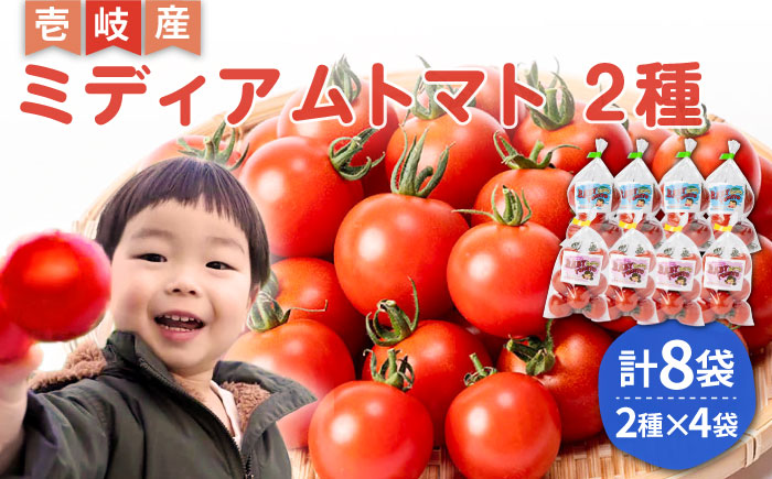 ミディアムトマト 2種 （フルティカ・シンディースイート） 計8袋 《壱岐市》【ISLAND FARM】 トマト 生鮮 野菜 食べ比べ 13000 13000円 1万 [JFL001]