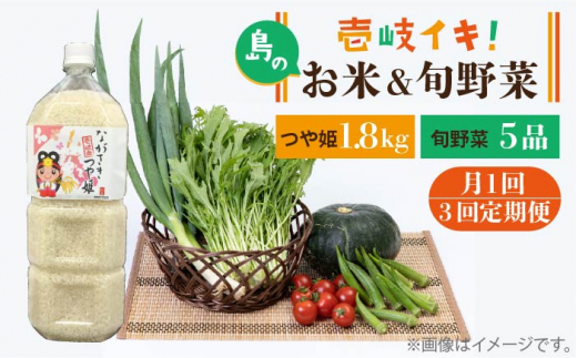 【全3回定期便】壱岐産米つや姫1.8kg・ 旬の野菜5品 《壱岐市》【壱岐市農業協同組合】 [JBO050] 野菜 やさい セット 米 お米 ご飯 お弁当 詰め合わせ 旬 新鮮 鮮度 夏野菜 定期便   48000 48000円