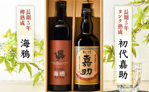 【全12回定期便】初代嘉助・海鴉2本飲み比べセット [JAD015] 定期便 セット 飲み比べ 酒 お酒 焼酎 本格焼酎 麦焼酎 むぎ焼酎 168000 168000円