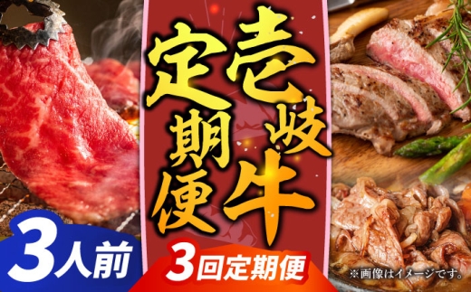 【全3回定期便】壱岐牛定期便（壱岐牛ステーキ、しゃぶすき、焼き肉セット）3人前《壱岐市》【壱岐市農業協同組合】壱岐牛 すき焼き ステーキ しゃぶしゃぶ 焼肉 [JBO166] 100000 100000円 10万円