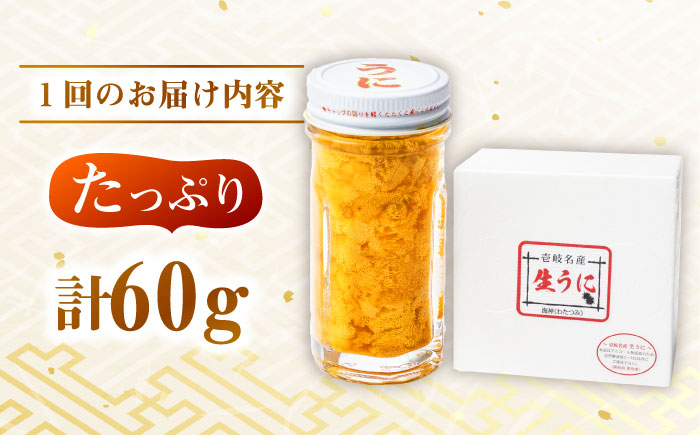 【全3回定期便】壱岐の生うに 60g×1本《壱岐市》【大幸物産】生ウニ 生雲丹 うに ウニ 雲丹 希少 産地直送 冷凍配送 定期便 51000円 51000 [JEH025]