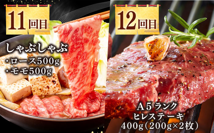 【全12回定期便】《50万》 壱岐牛 ギュギュギュ 定期便 （壱）《壱岐市》 肉 ステーキ 焼肉 しゃぶしゃぶ すき焼き 赤身 [JZX010]