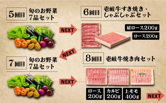 【全12回定期便】《A4〜A5ランク》壱岐牛と旬の野菜定期便《壱岐市》【壱岐市農業協同組合】 [JBO079] 壱岐牛 肉 黒毛和牛 野菜 旬 詰め合わせ 贅沢 BBQ 296000 296000円