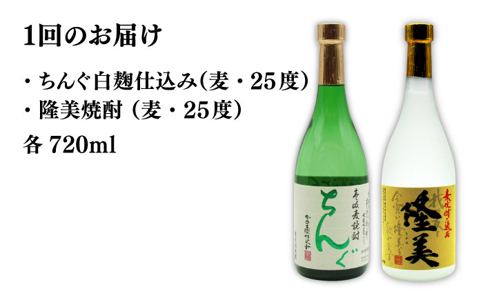 【全2回定期便】隆美焼酎とちんぐのセット《壱岐市》【天下御免】焼酎 壱岐焼酎 麦焼酎 酒 アルコール [JDB365]