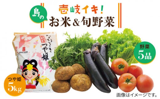 壱岐産 つや姫 5kg・旬の野菜 5品《壱岐市》【壱岐市農業協同組合】[JBO003] 野菜 やさい 旬 季節 セット 詰め合わせ 産地直送 新鮮 サラダ 米 お米 ご飯 ごはん 白米 つや姫 5キロ 23000 23000円