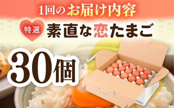 【全2回定期便】特選 素直な恋たまご 30個 《壱岐市》【しまのたまご屋さん】  卵 たまご 鶏卵 玉子 ギフト 国産 卵かけご飯 たまごかけご飯 のし 定期便 [JAP018] 20000 20000円 2万円