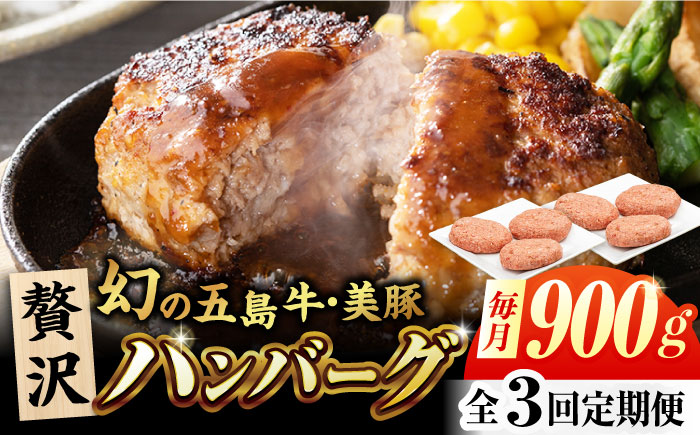 【3回定期便】五島牛と美豚の合挽ハンバーグ 6個 150g×6 国産 牛肉 豚肉 五島市/ごとう農業協同組合 [PAF076]