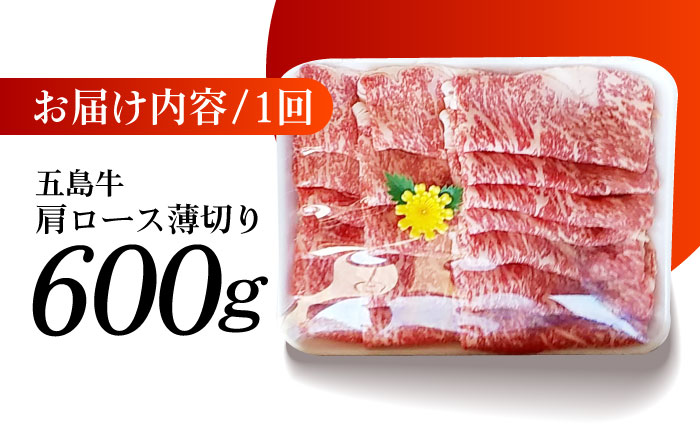 【全3回定期便】やみつき五島牛薄切り 600g【肉のマルヒサ】 [PCV013]