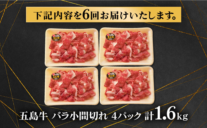 【6回定期便】五島牛 バラ小間切れ 1.6kg 五島市/ ごとう農業協同組合 [PAF071]