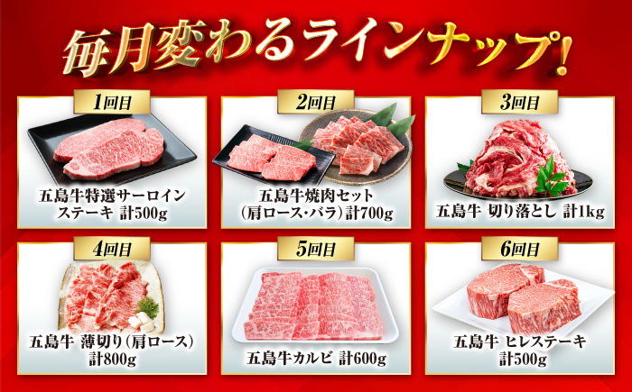 【6回定期便】五島牛の真髄を極める プレミアムコース 五島市/五島市ふるさと納税 [PZX027]