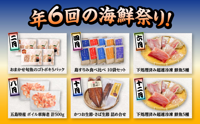 【6回定期便】五島のお魚！満喫定期便（2人前）/五島市 [PZX053]