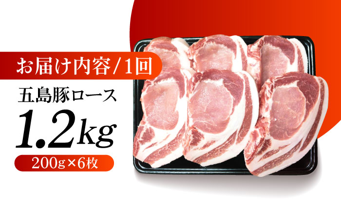 【全6回定期便】五島豚 極厚ロース 200g×6枚【肉のマルヒサ】 [PCV027]