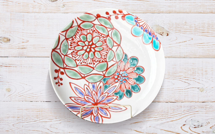 【陶器のお皿】花尽くし「ハレの日のうつわ」 五島市/波止場パーラァ うつわ 焼き物 食器 雑貨 [PGI005]