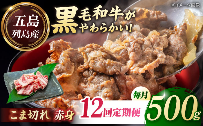 【全12回定期便】五島列島産 黒毛和牛 こま切れ 500g 五島市/山口Farm [PGJ024]