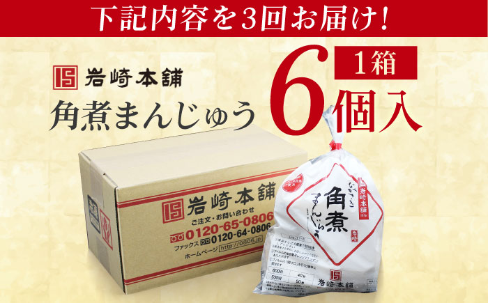 【全3回定期便】長崎角煮まんじゅう6個入 （袋） 豚肉 東坡肉 レンジ ふわふわ ほかほか 五島市/岩崎本舗 [PFL002]