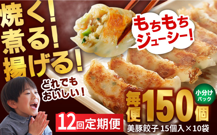 【12回定期便】美豚餃子150個（15個×10袋） 五島市/長崎フードサービス[PEL024]  冷凍 餃子 中華 ぎょうざ ギョウザ