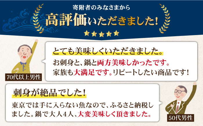 【数量限定】100セット限り 五島 クエ鍋セット 800g 刺身 ポン酢付き 五島市/心誠 [PCG001]