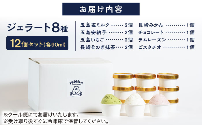 ジェラート 12個セット お取り寄せ スイーツ アイスクリーム 食べ比べ 五島市/PRIGELA [PFV002]