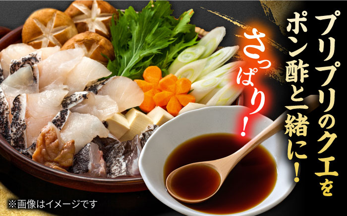 五島産養殖クエ鍋400g（鍋 あごだしスープ付うどん付） 五島市/五島ヤマフ[PAK002]クエ鍋冷凍 お取り寄せ くえ 切り身 アラ 五島うどん スープ 鍋 刺身