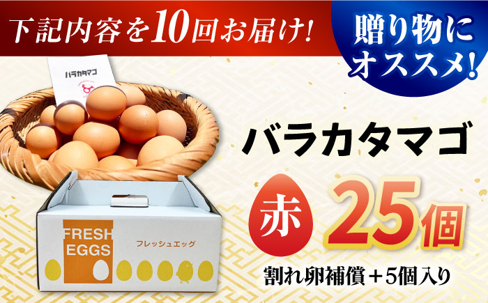 【全10回定期便】【お得な箱入り】バラカタマゴ 25個入 M〜Lサイズ 卵 玉子 たまご 国産 五島市 / 五島列島大石養鶏場 [PFQ059]