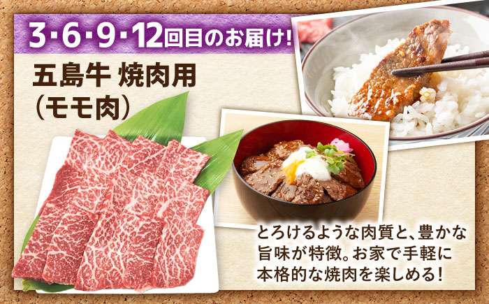 【12回定期便】食卓応援！お届け内容が毎月変わる五島牛定期便 五島市/ごとう農業協同組合 [PAF107]