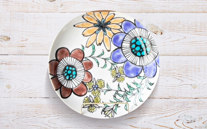 【陶器のお皿】花尽くし「ハレの日のうつわ」 五島市/波止場パーラァ うつわ 焼き物 食器 雑貨 [PGI005]