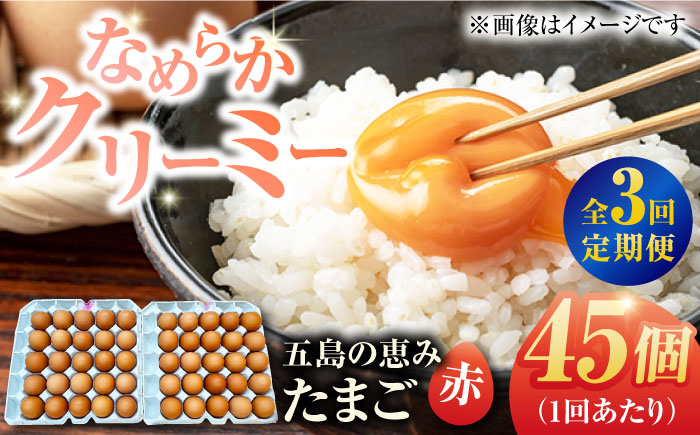 【3回定期便】【お得な箱入り】五島の恵みたまご M〜Lサイズ 45個入 / 卵 赤玉子 五島市 / 五島列島大石養鶏場 [PFQ048]