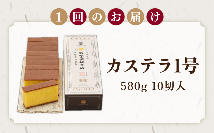 【全3回定期便】カステラ1号 （10切入） 長崎 土産 ギフト 五島市/文明堂総本店 [PEO018]