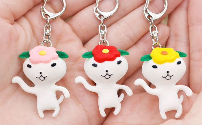 つばきねこキーホルダー 3個 五島市/五島あすなろ会 うまか食品 [PAS056]