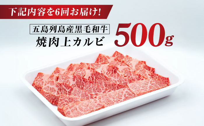 【6回定期便】五島列島産 黒毛和牛 焼肉上カルビ 500g 五島市/山口Farm [PGJ059]